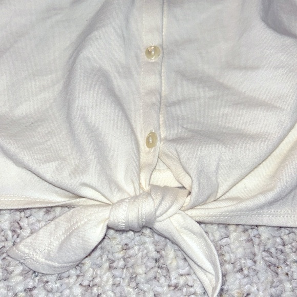 NWOT Anthropologie Ivory Biloxi Collar Button Up Tie Front Top Size L - Picture 7 of 7